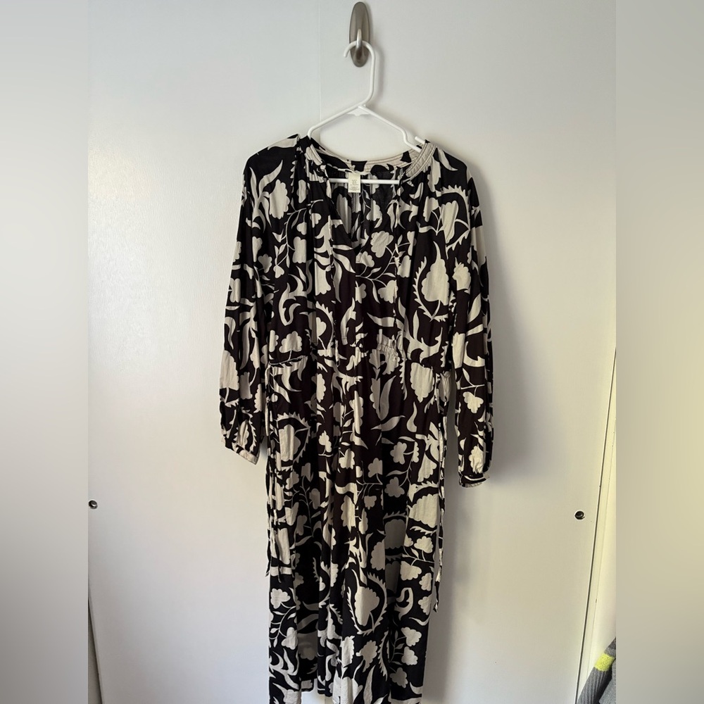 H&M long sleeve midi dress with side ties